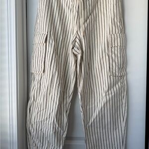 Striped Cream Cargo Pants